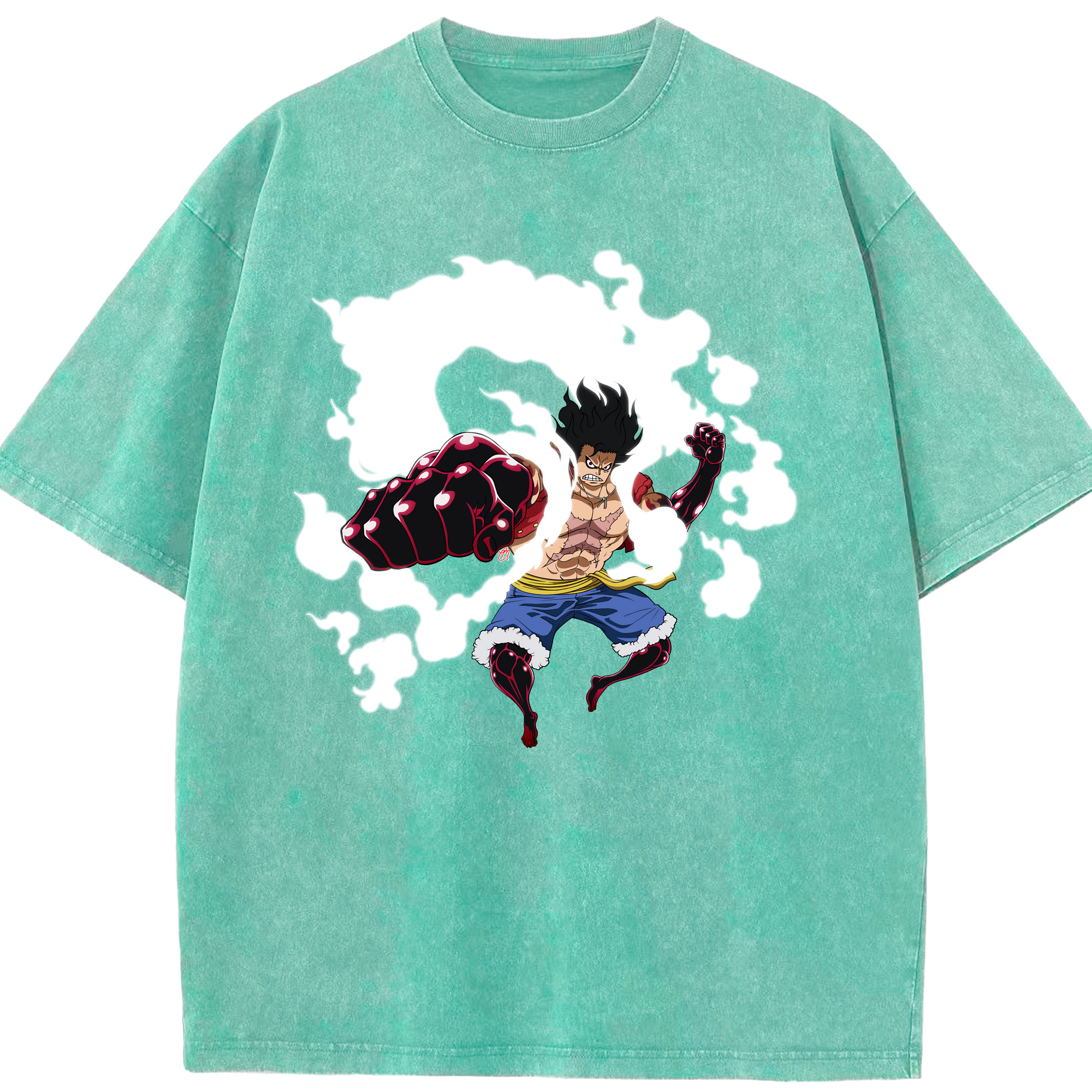 ワンピース モンキー・D・ルフィ ONE PIECE Monkey D. Luffy 綿100% ヴィンテージ風 半袖Tシャツ（フロントプリント）